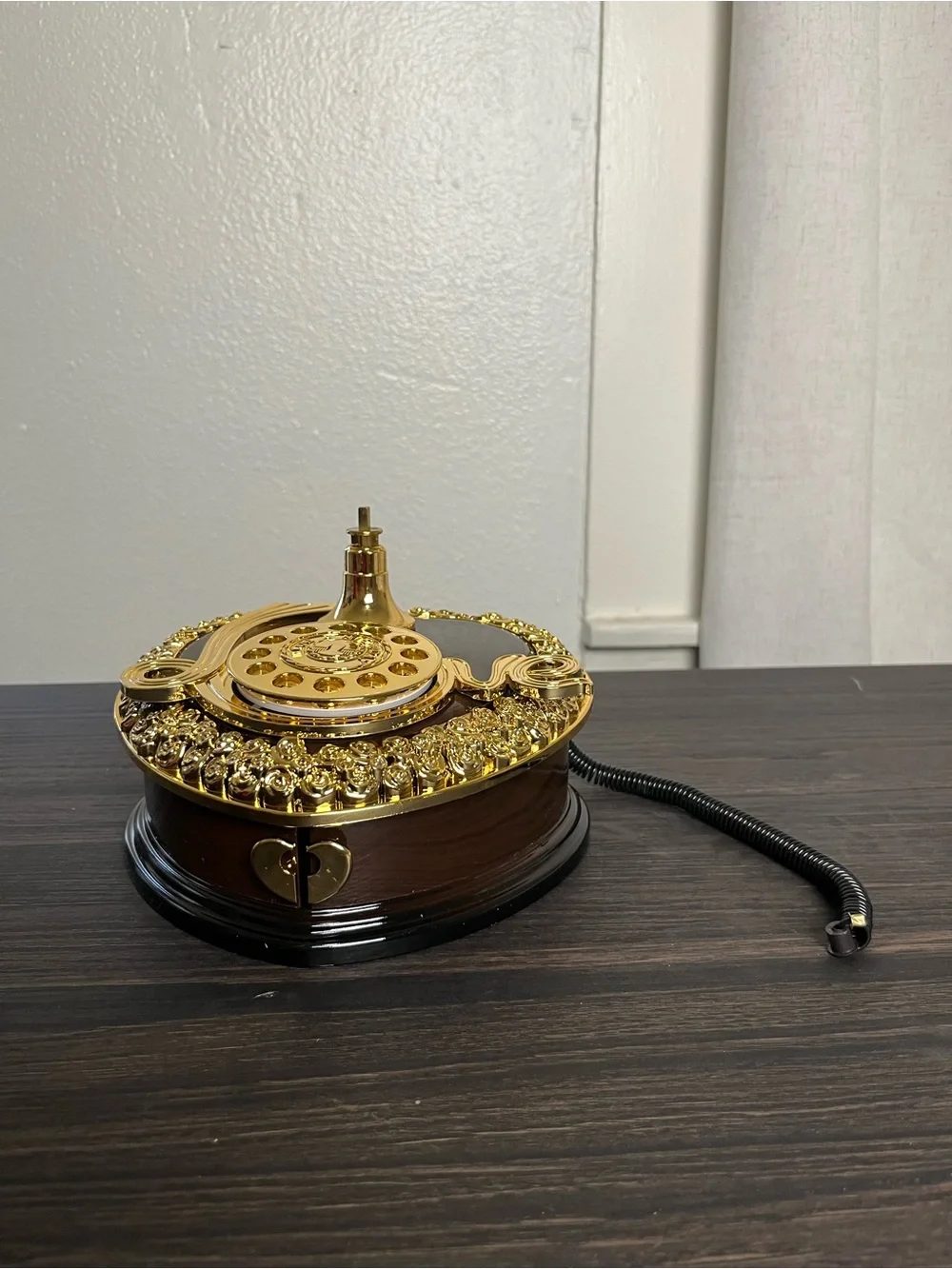 Victorian-Style Rotary Telephone in Gold & Dark Brown Chocolate NIB Corded